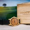 Champova verdi 44mm Men's wooden watch silicone strap Quartz watches sport watch - Black