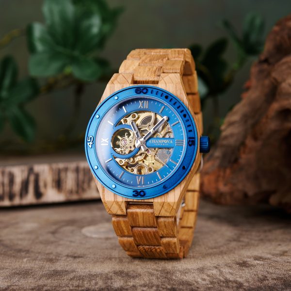 Champova verdi 44mm Luxury men's automatic wooden Hallow mechanical watch - Image 7